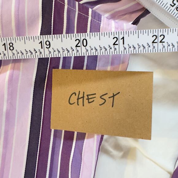 Faconnable Women's Striped Button Up Long Sleeved Shirt Size L Purple Cotton - Picture 6 of 8